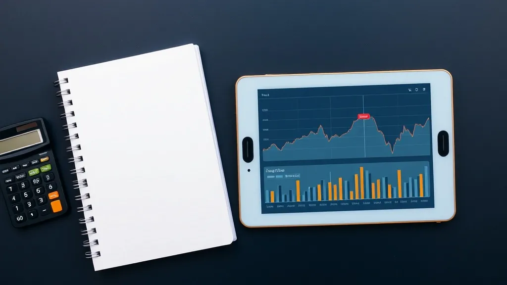 A minimalist professional desk with a notebook, a calculator